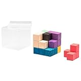 WISSNER® Soma-Würfel, 7 Teile, Bunt, RE-Wood® Montessori Knobelwürfel inklusive Aufbauideen &...