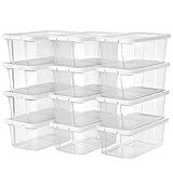 SONGMICS 12er Set Aufbewahrungsbox mit Deckel, Schuhaufbewahrung Speicherbox Transparent Mit Deckel...