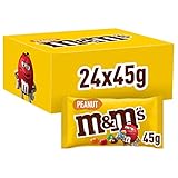 M&M's Peanut, Schokoladen Großpackung, 24 x 45g, Erdnussgeschmack Schokolinsen, Schokoladen...