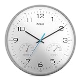 Mebus moderne Quarz-Wanduhr mit Temperaturanzeige und Luftfeuchtigkeit, 30 cm Durchmesser groß,...