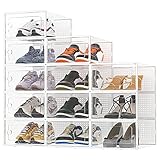 HOMIDEC Schuhboxen Stapelbar Transparent, 12er Pack Schuhkarton mit Deckel, Schuhaufbewahrung für...